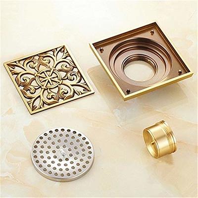 Brass Square Anti-odor Floor Drain Hair Catcher Gold for Bathroom Shower  Kitchen