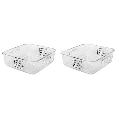 Rubbermaid Commercial Products Plastic Space Saving Square Food Storage  Container For Kitchen/Sous Vide/Food Prep, 2 Quart, Clear Fg630200Clr 