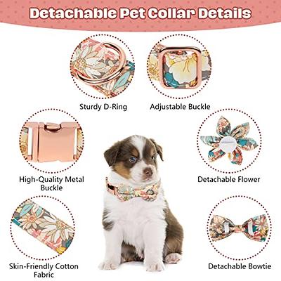 Dog Collar for Girl Dog,Flower Female Dog Collar Puppy Collar Floral  Pattern Dog Collar Cute Dog Collar with Detachable Flower Decoration  Adjustable