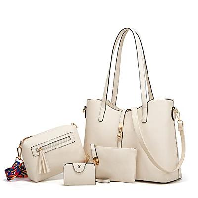 Women Fashion Synthetic Leather Handbags Tote Bag Shoulder Bag Top Handle  Satchel Purse Set 4pcs