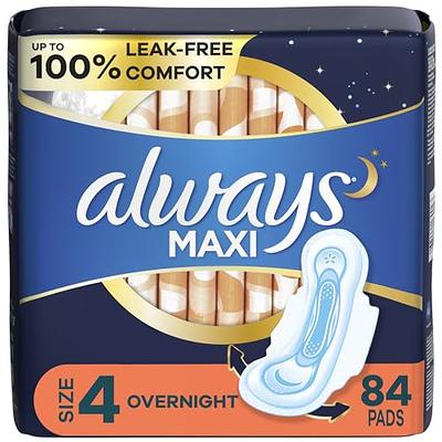 Always Maxi Overnight Pads with Wings, Size 4, Overnight, Unscented, 28  Count x 3 (84 Count Total) - Yahoo Shopping
