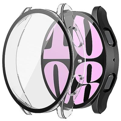 2 Pack Case for Samsung Galaxy Watch 6 40mm,Waterproof Tempered Glass  Screen Protector Accessories Hard PC Ultra-Thin Protective Cover Bumper for