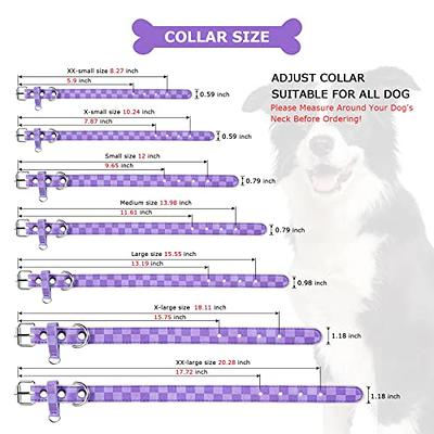 Dog Collar for Small Medium Large Dogs Pet Collars Girl Boy, PU Stamping  Leather Plaid Dogs Collar Adjustable Chihuahua Teacup Yorkie Puppy Collar