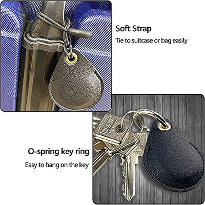 Eusty Air Tag Keychain for Apple Airtags Holder , 4 Pack Protective Leather Airtags Case Tracker Cover with Air Tag Holder, AirTag Key Ring Compatible