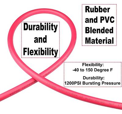 FYPower Air Compressor Hose 3/8 inch x 50 Feet Hybrid Hose with Fittings, Flexible and Kink Resistant, 1/4 Industrial Quick Coupler and Plug Kit