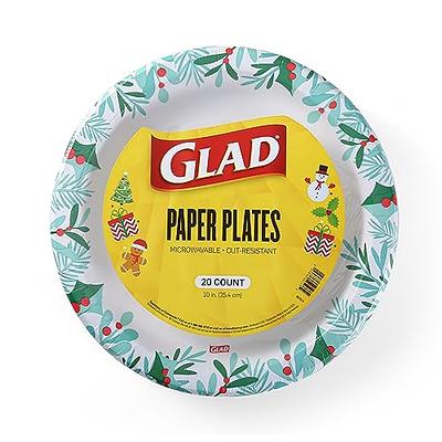 Glad Round Disposable Paper Plates 10 in, Blue Flower, Soak Proof, Cut  Proof, Microwave Safe Heavy Duty Paper Plates 10