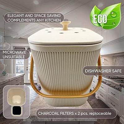 Exaco Compost Pail 2 gal Green Plastic Kitchen Composting Bin with Carbon  Filter 