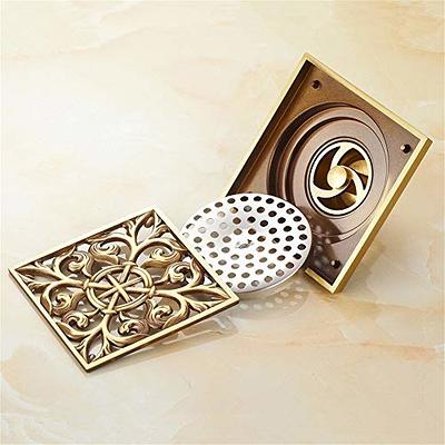 Brass Square Anti-odor Floor Drain Hair Catcher Gold for Bathroom Shower  Kitchen