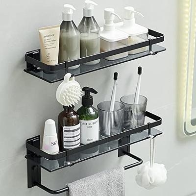 VOLPONE Bathroom Shelves Wall Mounted Glass Shelf for Bathroom Floating  Shelf Tempered Glass Black Bathroom Wall Organizer 2-Tier - Yahoo Shopping