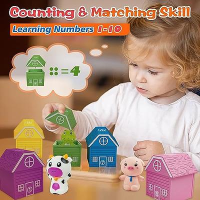 Toddler Toys - 20 PCS Montessori Learning Toys for 1 2 3 Year Old, Train  Animal Color Sorting Number Matching Counting Finger Puppets Educational