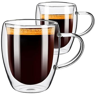 Aquach Double Wall Glass Coffee Mug 12 oz, Large Clear Glass Cup with  Handle Set of 2, Insulated Tea Mugs, Water Cups, Juice Cups, Milk Cups -  Yahoo Shopping