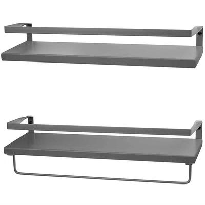 Aoibox 2 Pcs 4.88 in. W x 8.7 in. H x 15.74 in. D Glass Rectangular Bath Shower Shelf in Black, One of Them with Towel Holder