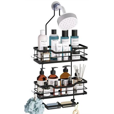 Dyiom Shower Caddy Adhesive Bathroom Shelf Wall Mounted, in Black