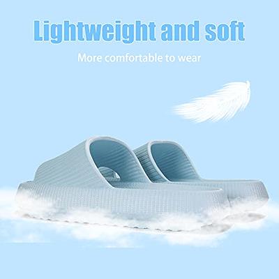 Pillow Slippers for Women and Men, Rosyclo Massage Shower Bathroom Non-Slip  Quick Drying Open Toe Super Soft Comfy Thick Sole Home House Cloud Cushion