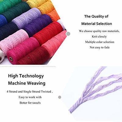 Macrame Cotton Cord, 4 Strand Twisted Macrame Yarn, 4mm*109Yards Natural Cotton Cord Perfect Macrame Supplies for Macrame Plant Hangers DIY Crafts (