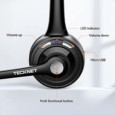 TECKNET Bluetooth Headset, Wireless On Ear Headphones with Noise Cancelling  Microphone for Trucker, Hand Free Wireless Headset with Mute Mic for  Cellphone, PC, Home, Office, Call Center, Skype, Travel - Yahoo Shopping