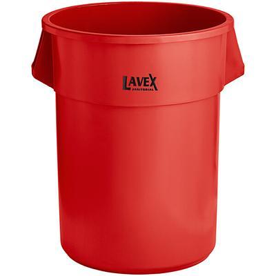 Lavex 55 Gallon Gray Round Commercial Trash Can and Lid