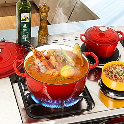 Enameled Cast Iron Dutch Oven Set with Lids, 2pcs Cast Iron Pot, 6QT &  1.5QT Enamel Cookware Pot, Red - Yahoo Shopping