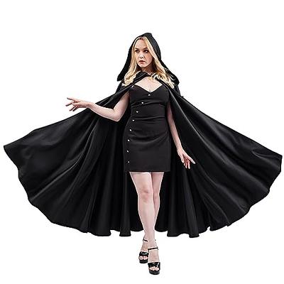  Suhine Halloween Ghost Costume Set Witch Cape Haunted Tulle  Hooded Cape and Gothic Lace Choker for Women Bride Cosplay(Black, 70.9  Inch) : Clothing, Shoes & Jewelry