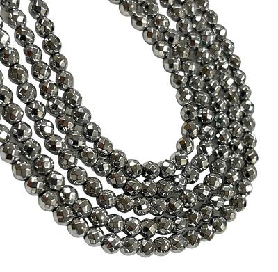 Black Faceted Hematite Beads Natural Stone Beads Round Loose - Temu