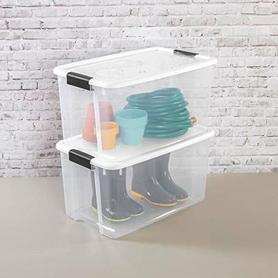 Sterilite 64 Qt Clear Plastic Stackable Storage Bin w/ White Latch