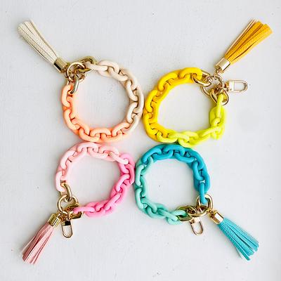 Huquary 24 Pcs Groovy Hippie Boho Keychain Silicone Key Ring with