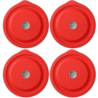 Pyrex (1) 7210 3-Cup Glass Food Storage Dish & (1) 7210-PC Red Plastic Lid
