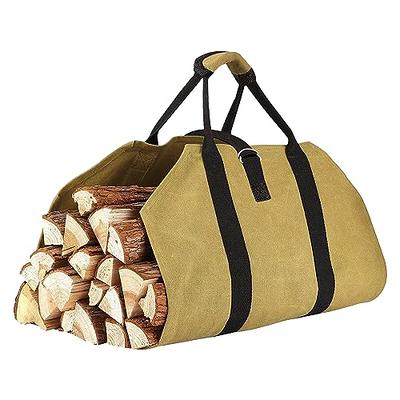 Hongmai Large Firewood Carrier Bag with Handles, Canvas Log Carrier Tote  for Firewood, Firewood Holder, Fireplace Accessories, Wood Carrier Bag for