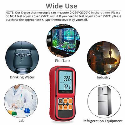 K Type Thermometer Thermocouple Dual Channel 2 Sensors & Probe Test-Meters