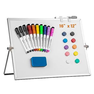 Dry Erase WhiteBoard, Aisuoker 16 x 12inch Magnetic Desktop Whiteboard with  Stand, 10 Markers, 10 Magnets and 1 Eraser, Portable Double-Sided White  Board for Kids Drawing Memo to Do and List Wall - Yahoo Shopping