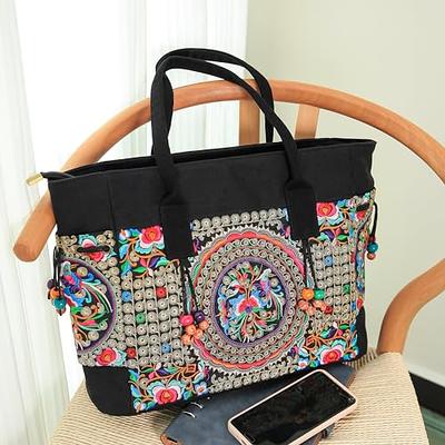 Floral Embroidery Shoulder Bag, Vintage Daily Bucket Bag, Fashion Handbags  For Women - Temu