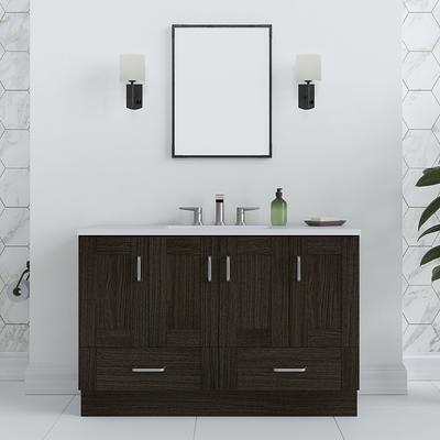 kleankin 24 Bathroom Under Sink Cabinet with Storage, Pedestal Sink  Cabinet, Adjustable Shelf and Open Bottom Shelf, Grey