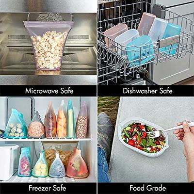 Reusable Silicone Food Storage Bags,stand Up Leakproof Zip Containers,reusable  Sandwich Bags,non-toxic,bpa Free, Dishwasher Safe,freezer-safe,easy To