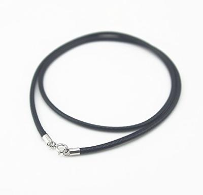 Sterling Silver Lobster Claw Clasp on Black Leather 1.5mm Necklace Cord 18