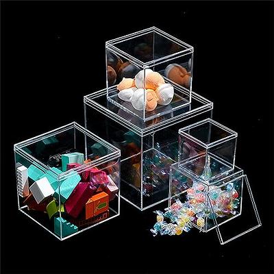 12 Pieces Clear Acrylic Plastic Square Cube Small Acrylic Box with Lid  Decorative Storage Boxes Jewelry Display Box Mini Clear Container for Home