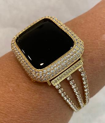 Apple Watch Band Silver Swarovski Crystals 38mm-49mm Ultra & 