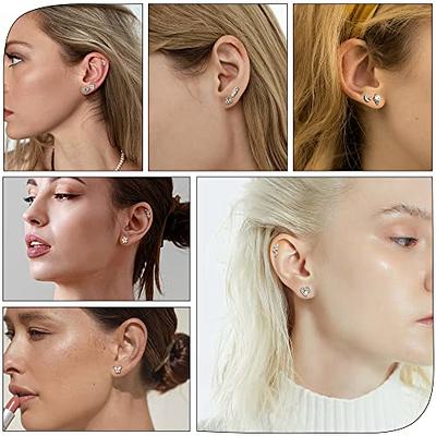 MJust 9pcs Flatback Earrings Stainless Steel Cartilage Earrings Stud for Women 20g Flat Back Stud Earrings for Mutiple Piercing Heart Butterfly Ball