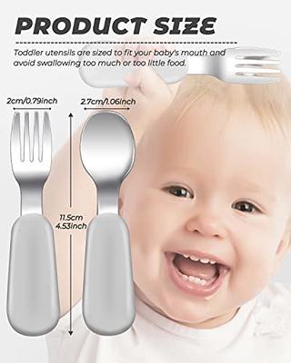 YIVEKO Baby Fork and Spoon Set with Carry Case Baby Training Utensils Self  Feeding Toddler Silverware Silicone and Stainless Steel Kids and Toddler