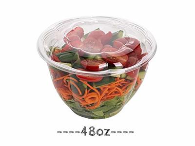 50 Sets - 32 oz. Clear Plastic Salad Bowls To Go With Airtight