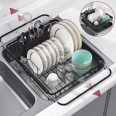 Sakugi Dish Drying Rack - Stainless Steel Dish Rack for Kitchen Counter  with a Cutlery Holder, Kitchen Organizers and Storage, Black