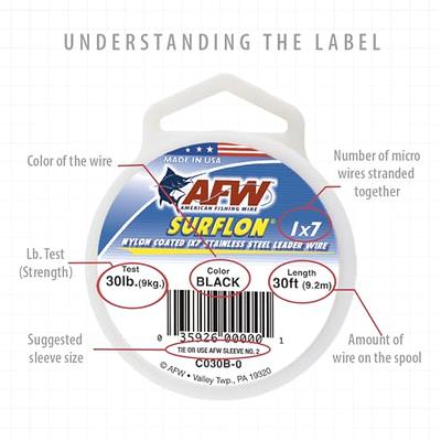 American Fishing Wire Surflon Micro Ultra Nylon Coated 1x19 Stainless Steel Leader Wire, Bright Color, 17 Pound Test, 5-Meter