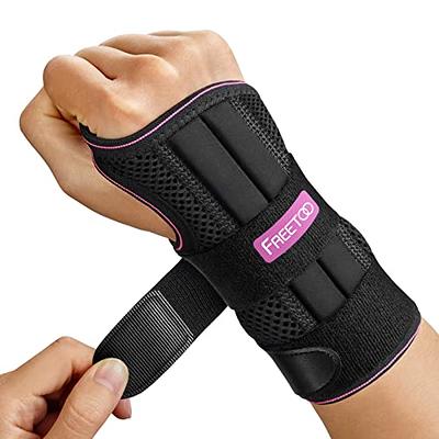 FREETOO Wrist Brace for Carpal Tunnel Relief Night Support with Soft Pad,  Hand Brace with 3 Stays for Women Men Work, Adjustable Wrist Splint Fit  Left