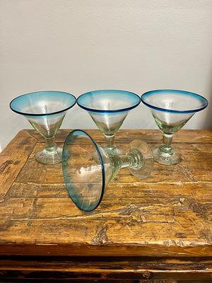 Dos Suenos Hand Blown Mexican Drinking Glasses - Set of 6 Confetti Carmen Design Glasses (14 oz Each)