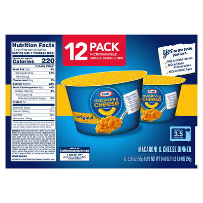 Kraft Original Mac N Cheese Macaroni and Cheese Cups Easy Microwavable  Dinner, 4 ct Pack, 2.05 oz Cups 