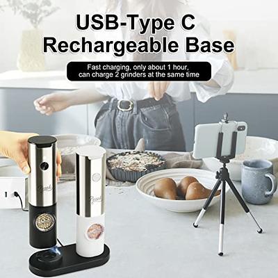 Electric Salt and Pepper Grinder Set - USB Rechargeable, Upgraded