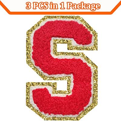 3 Pack Chenille Iron On Glitter Varsity Letter X Patches