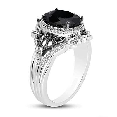 Black Square One Stone Ladies Ring - Dazzle Accessories