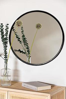 HEYFOXES Round Mirror 24 Inch,Matter Black, Rustic Metal Frame Circle  Mirror Wall Mounted, for Bathroom, Entryway, Living Room or Make Up.