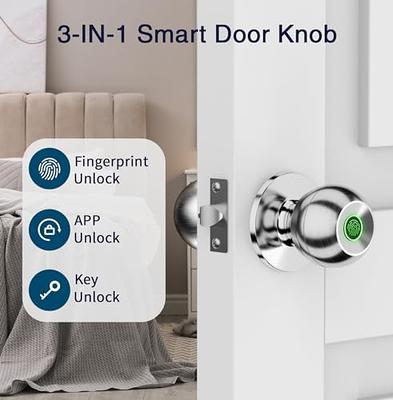 GEEKSMART Smart Door Lock, Fingerprint Door Lock Smart Lock Biometric Door  Lock Fingerprint Door Knob with App Control, Suitable for  Bedrooms,Cloakroom,Apartments Offices,Hotels, Black 