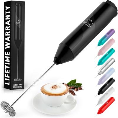 Zulay Kitchen High Powered Milk Frother Handheld Foam Maker for Lattes, Cappuccinos, Matcha, Frappe & More - Metallic Black